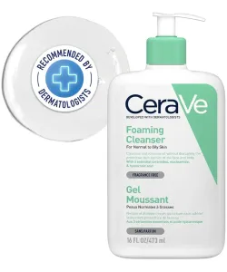 CeraVe Foaming Facial and Body Cleanser, formulated for normal to oily skin types, contains hyaluronic acid, niacinamide, and ceramides. This fragrance-free and paraben-free cleanser is available in a 16 oz (473 ml) bottle.