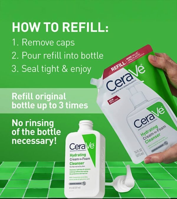 CeraVe Hydrating Cream-to-Foam Cleanser Refill – 473ml