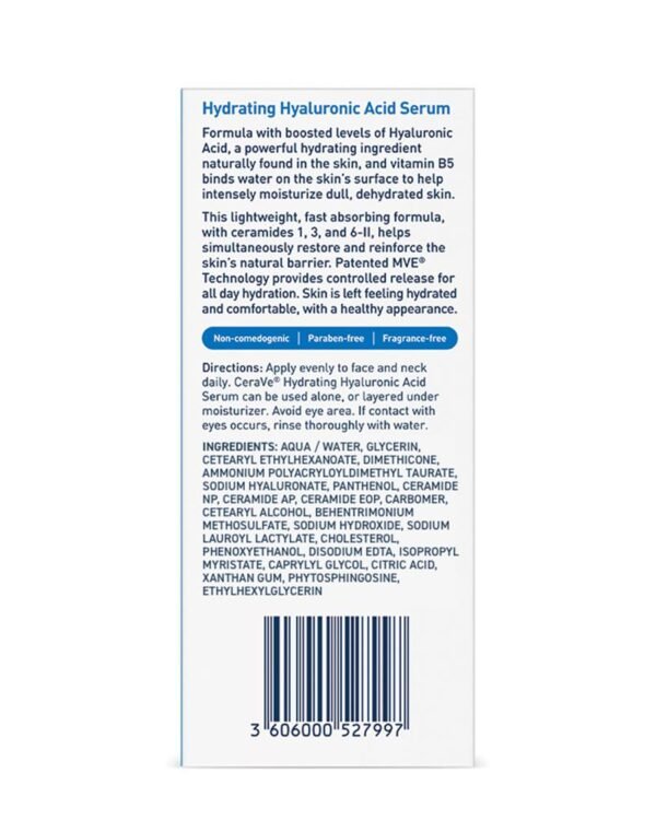 CeraVe Hydrating Hyaluronic Acid Serum – 30ml - Image 3