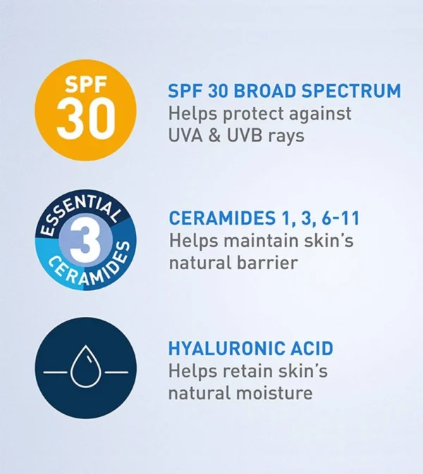 CeraVe Ultra-Light Moisturizing Lotion SPF 30 – Oil-Free Facial Sunscreen with Ceramides & Hyaluronic Acid, 50ml - Image 4
