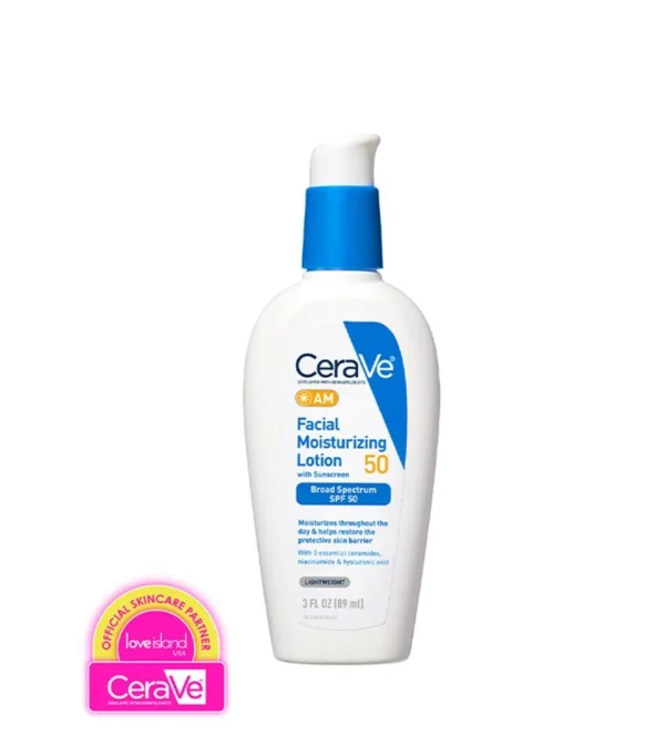 CeraVe AM Facial Moisturizing Lotion with SPF 50 – Daily Moisturizer with Broad-Spectrum Sunscreen, 89ml