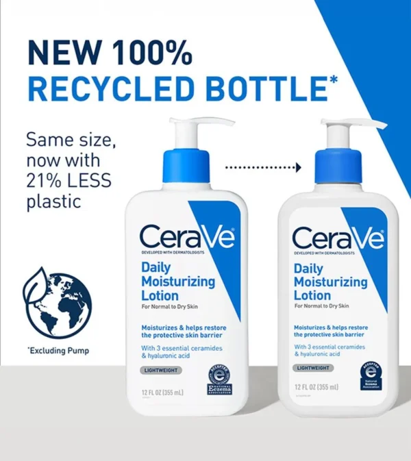 CeraVe Daily Moisturizing Lotion for Face & Body – Lightweight Hydration for Normal to Dry Skin, 355ml - Image 3