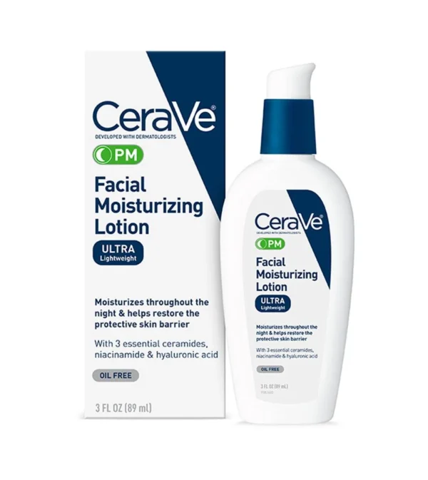 CeraVe PM Facial Moisturizing Lotion – Nighttime Hydration with Ceramides, Niacinamide & Hyaluronic Acid, 89ml - Image 3