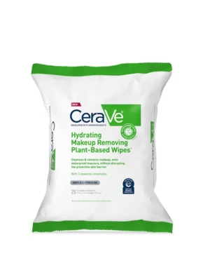 CeraVe Hydrating Makeup Removing Plant-Based Wipes – 25 Biodegradable Wipes for All Skin Types